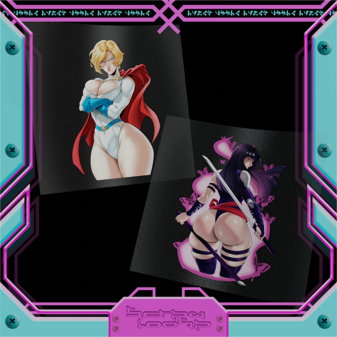 Powergirl & Psy Stickers