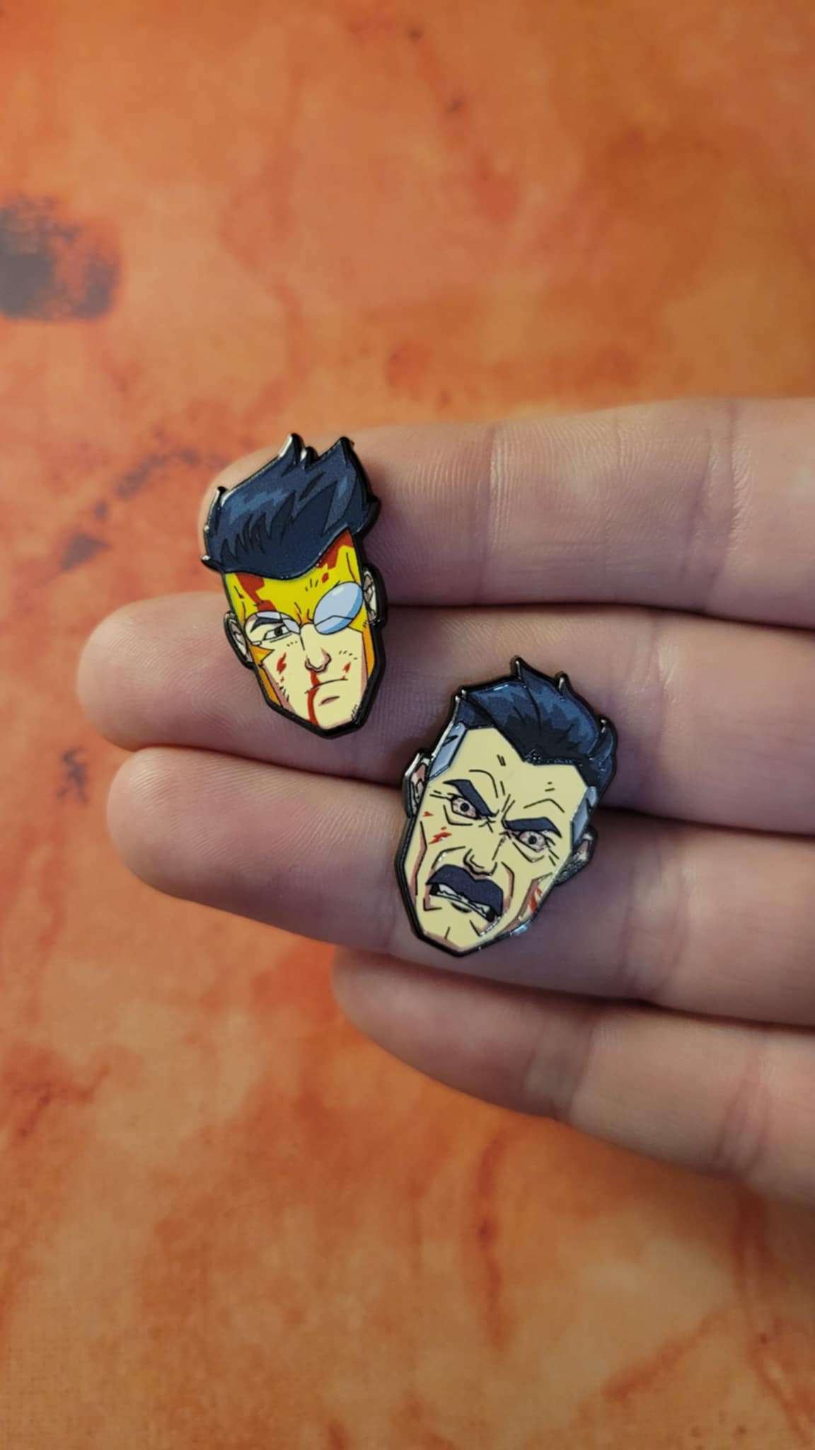 Head Pin Comic Book Mark and Nolan Pin